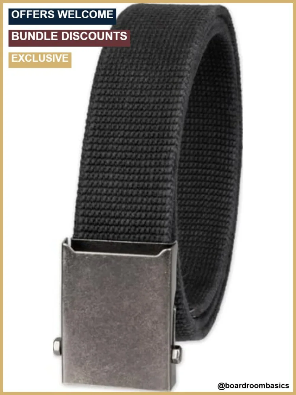 Military Plaque Buckle Fabric Belt - One Size 42